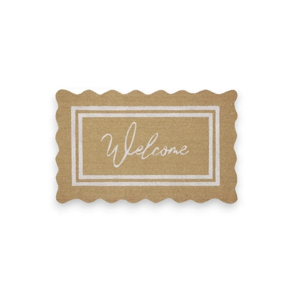My Texas House Welcome Natural Scallop Edge & Border Outdoor Coir Doormat 18x30
